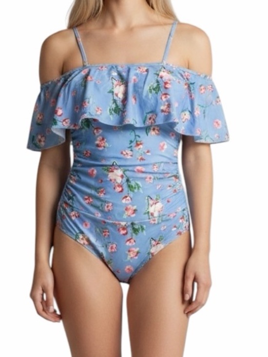 Other - Floral Ruffle Off Shoulder One Piece Swimsuit Size Large